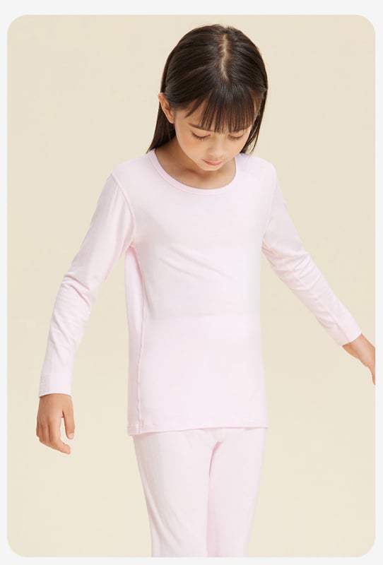 Set copii din Modal pentru primăvară-toamnă: top cu guler rotund subțire și pantaloni, antibacterian și cald, unisex