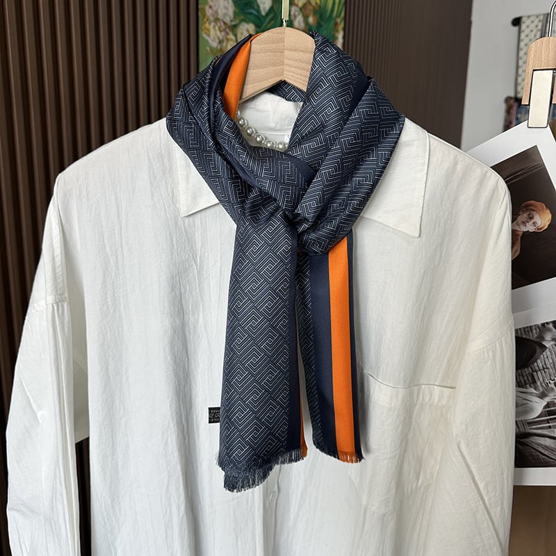 Férfi üzleti selyemsál, 100% selyem, tavaszi magas minőségű twill szövésű hosszú sál, 160×26 cm