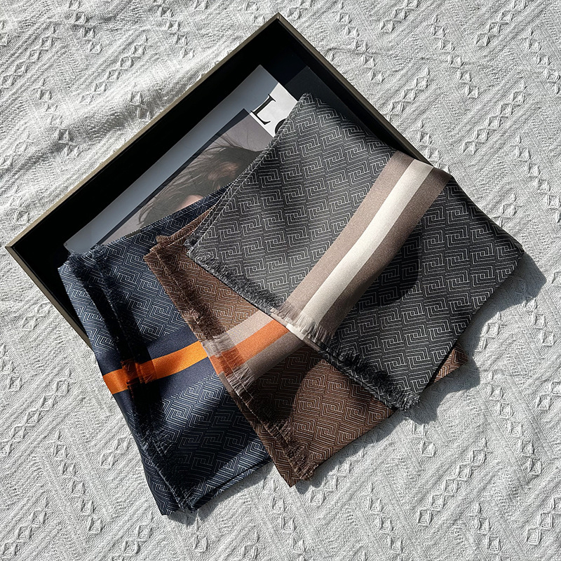 Férfi üzleti selyemsál, 100% selyem, tavaszi magas minőségű twill szövésű hosszú sál, 160×26 cm
