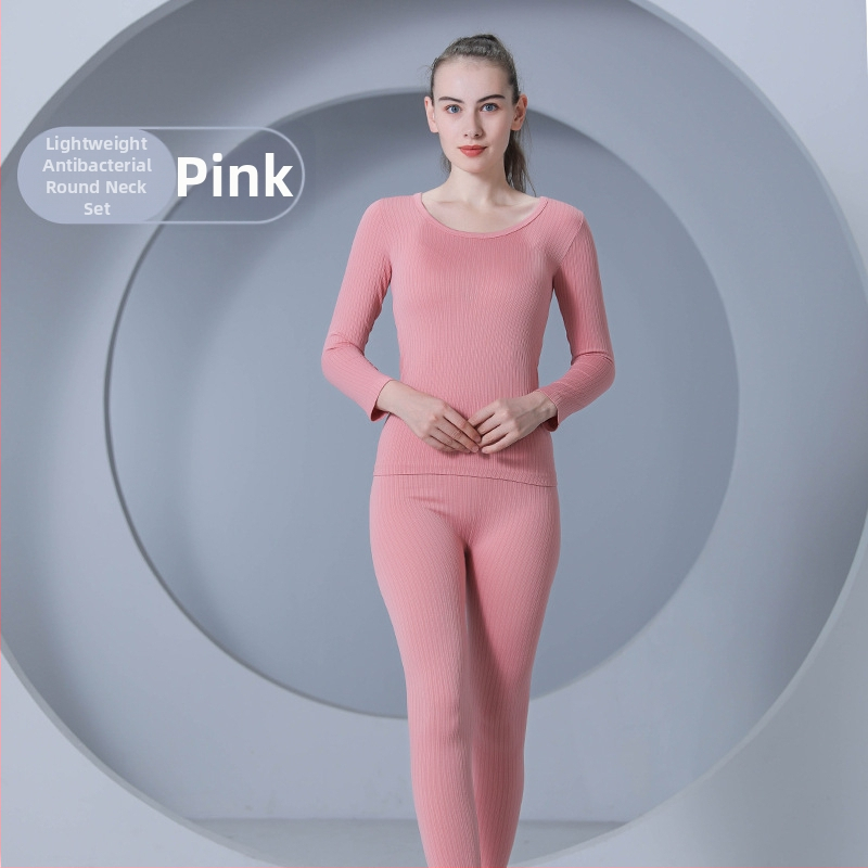 Ženský tenký termálny set bez švov, jednofarebný, top s dlhým rukávom a tepláky, polyester