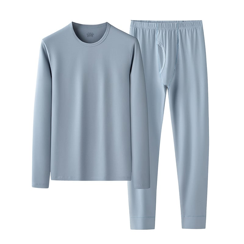 Set termic pentru bărbați, material ușor din bumbac-modal, top cu mânecă lungă și pantaloni, pentru toamnă-iarnă