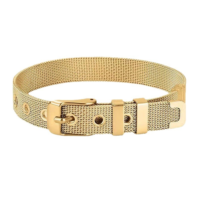 Narukvica od titanij čelika, u stilu kaiša za sat, unisex, retro dizajn, visokokvalitetni minimalistički komad od nehrđajućeg čelika.