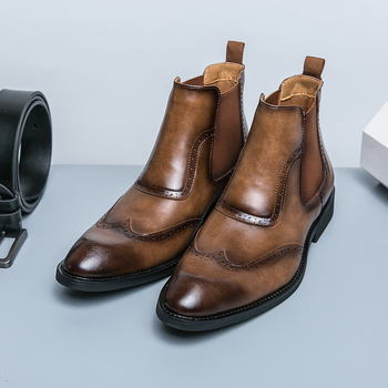 Férfi Martin csizmák, magas szárú bőr csizma, retro casual stílus, nagy méret