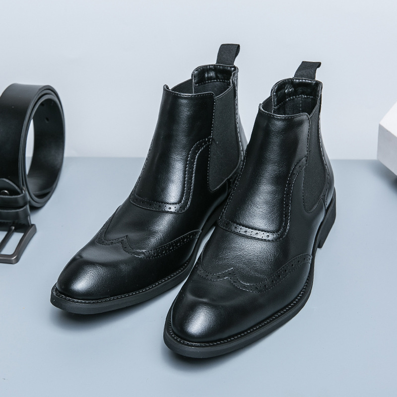 Férfi Martin csizmák, magas szárú bőr csizma, retro casual stílus, nagy méret