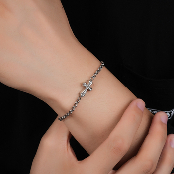 Nerđajući čelik narukvica s križem, posuta dijamantima, unisex, elegantan dodatak