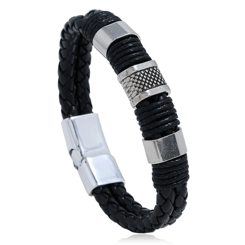 Punk PU pletena narukvica s magnetskim zatvaračem – unisex ulični stil
