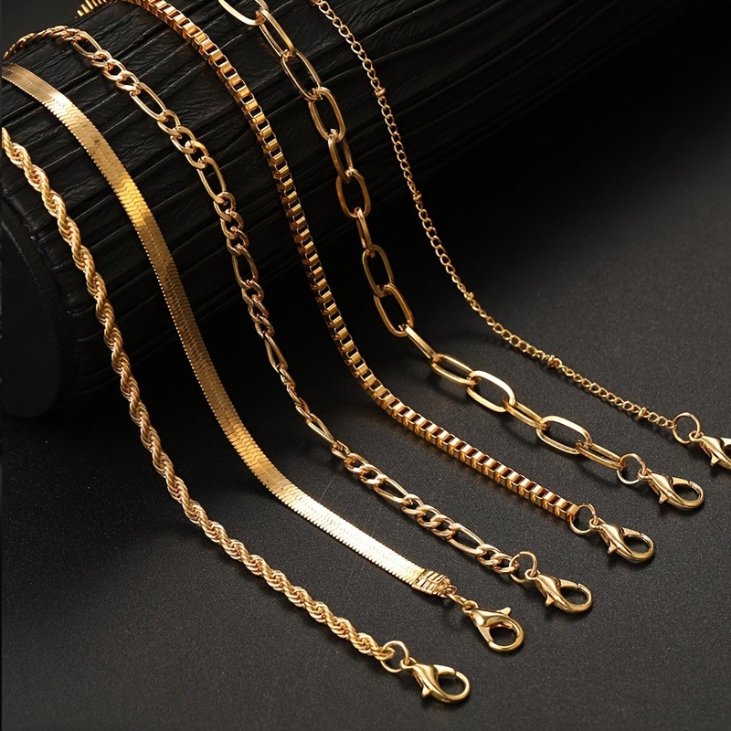 Set de brățări din oțel inoxidabil, stil minimalist, unisex, șase piese, bijuterii geometrice
