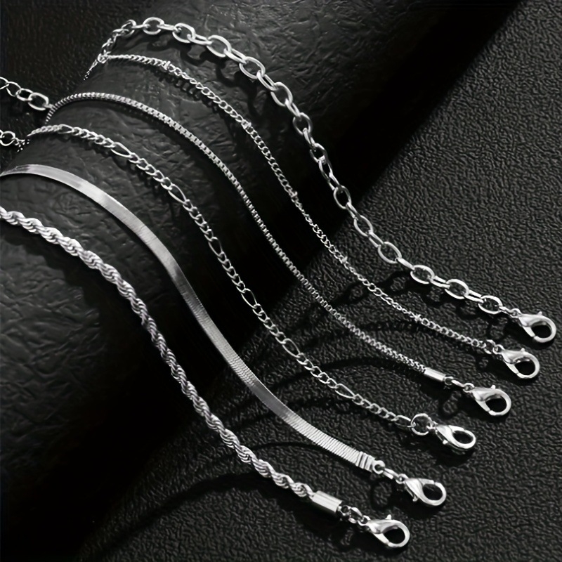 Set de brățări din oțel inoxidabil, stil minimalist, unisex, șase piese, bijuterii geometrice