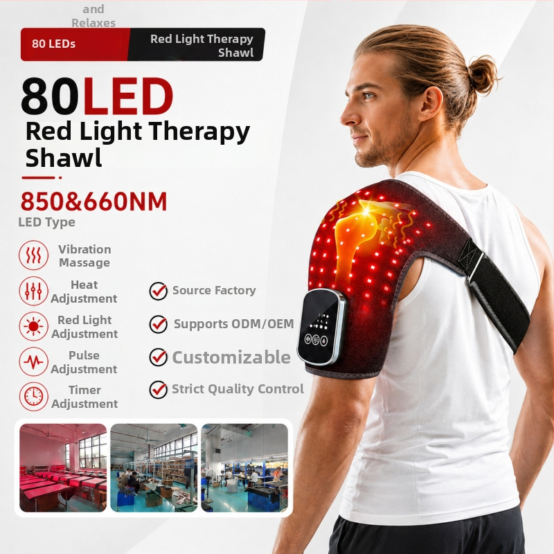 Vyhrievacie kolenné a ramenné pásy s červeným svetlom pre fyzioterapiu a teplú masáž, 80 LED, súkromný model