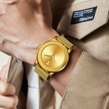Marlen Keller Muški sat s tankim mesh remenom od nehrđajućeg čelika, klasičan minimalistički dizajn, vodootporan kvarcni sat, 40 mm cifernik, debljina kućišta 10 mm
