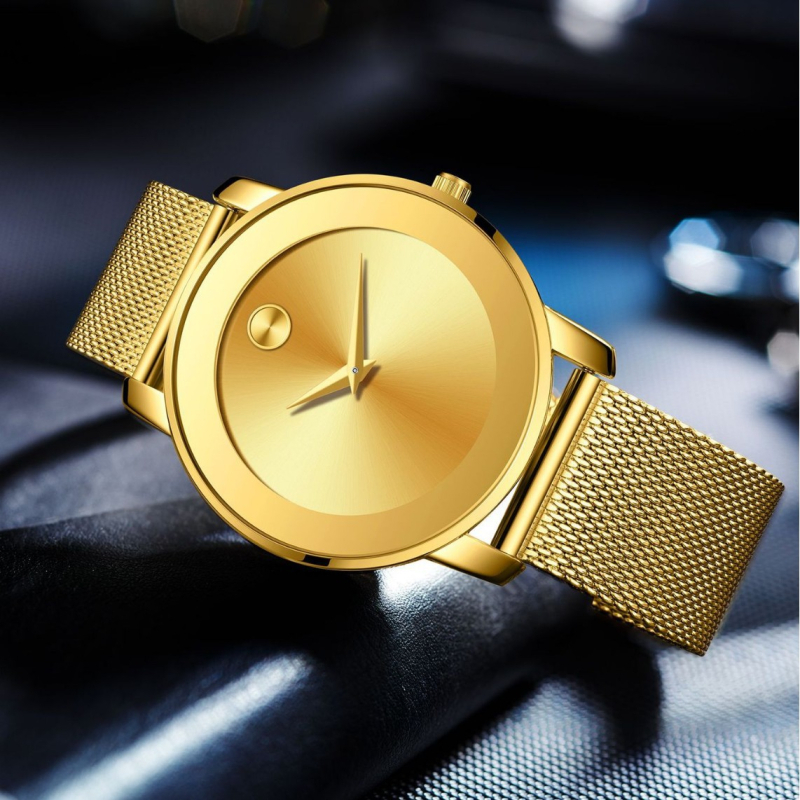 Marlen Keller Muški sat s tankim mesh remenom od nehrđajućeg čelika, klasičan minimalistički dizajn, vodootporan kvarcni sat, 40 mm cifernik, debljina kućišta 10 mm