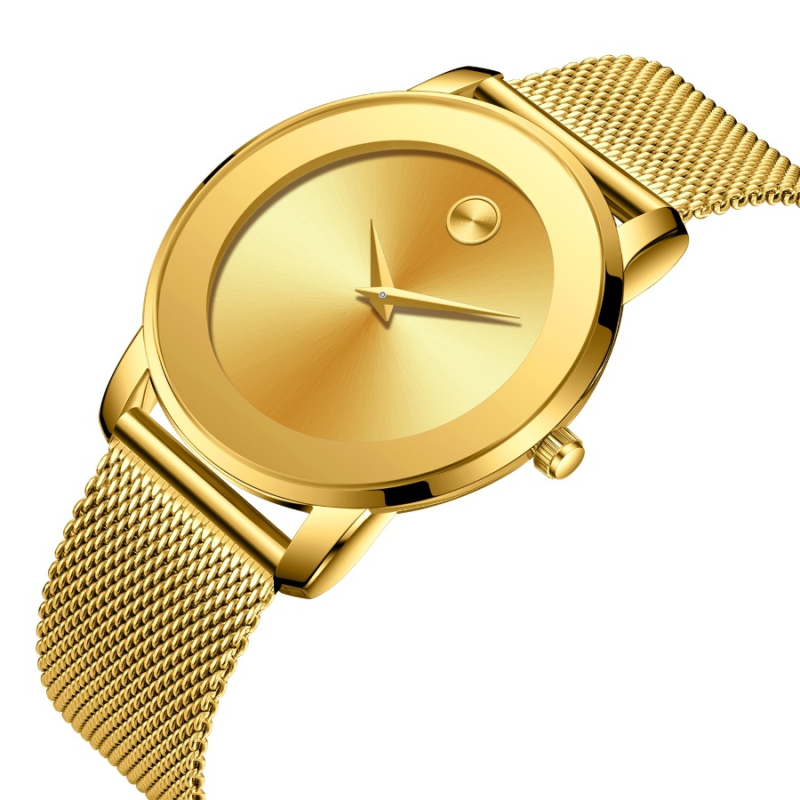 Marlen Keller Muški sat s tankim mesh remenom od nehrđajućeg čelika, klasičan minimalistički dizajn, vodootporan kvarcni sat, 40 mm cifernik, debljina kućišta 10 mm