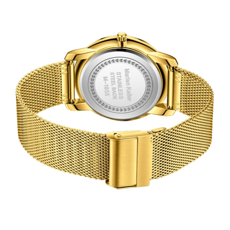 Marlen Keller Muški sat s tankim mesh remenom od nehrđajućeg čelika, klasičan minimalistički dizajn, vodootporan kvarcni sat, 40 mm cifernik, debljina kućišta 10 mm