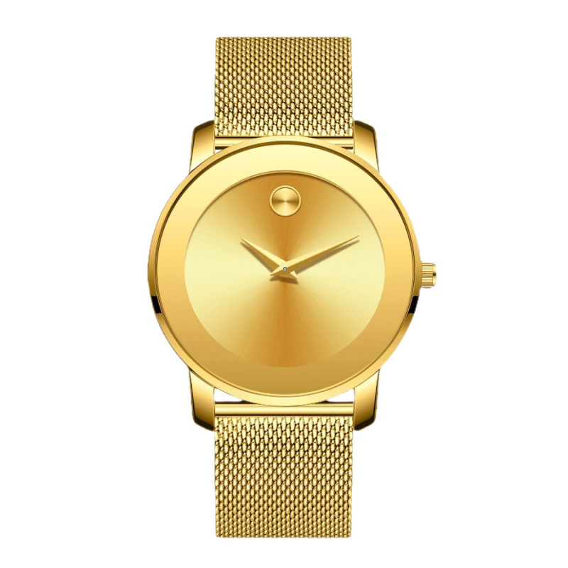 Marlen Keller Muški sat s tankim mesh remenom od nehrđajućeg čelika, klasičan minimalistički dizajn, vodootporan kvarcni sat, 40 mm cifernik, debljina kućišta 10 mm