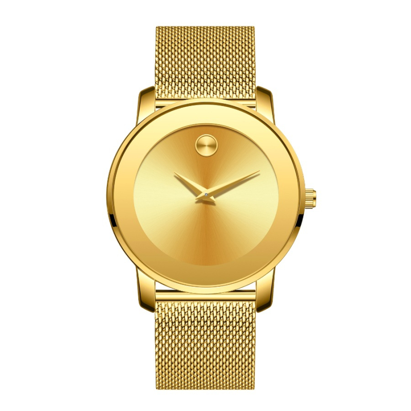 Marlen Keller Muški sat s tankim mesh remenom od nehrđajućeg čelika, klasičan minimalistički dizajn, vodootporan kvarcni sat, 40 mm cifernik, debljina kućišta 10 mm