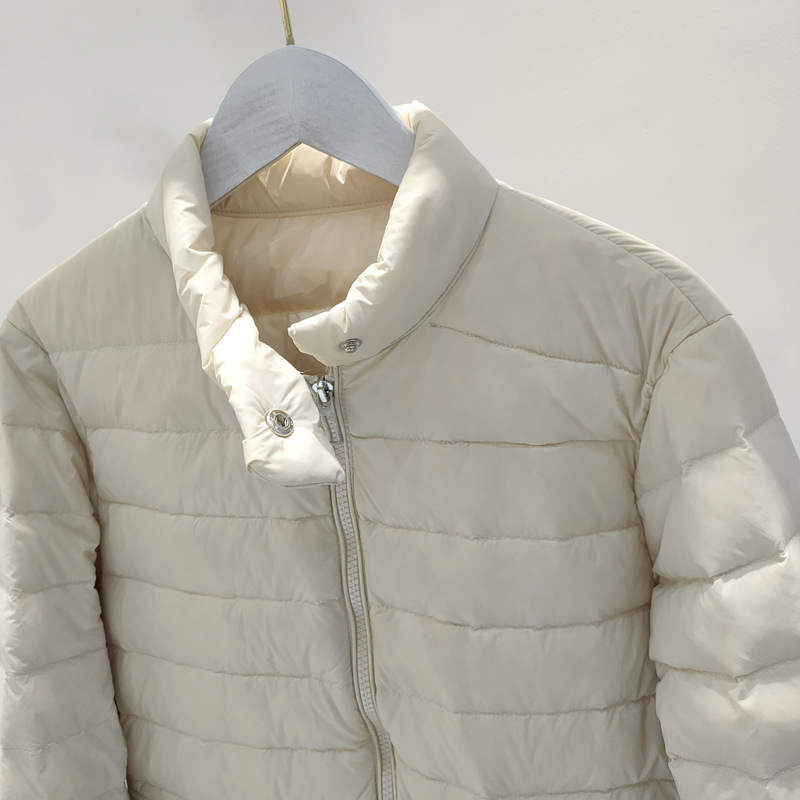 Ženska lagana pernata jakna za jesen/zimu, uski kroj, stojeći ovratnik, 90% patkino perje, casual stil