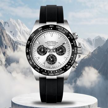 Berakins 8020 Férfi multifunkcionális kvarc kronográf óra, vízálló 30 m, fényes számlap, szilikon szíj, 43 mm átmérő, 12 mm vastagság, logó testreszabás