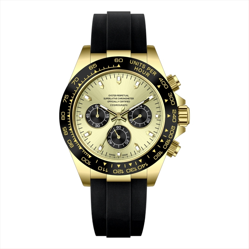 Berakins 8020 Férfi multifunkcionális kvarc kronográf óra, vízálló 30 m, fényes számlap, szilikon szíj, 43 mm átmérő, 12 mm vastagság, logó testreszabás