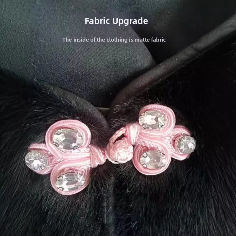 Dámsky krátky kabát z umelej kožušiny, čínskeho štýlu, s gombíkmi v štýle žaby
