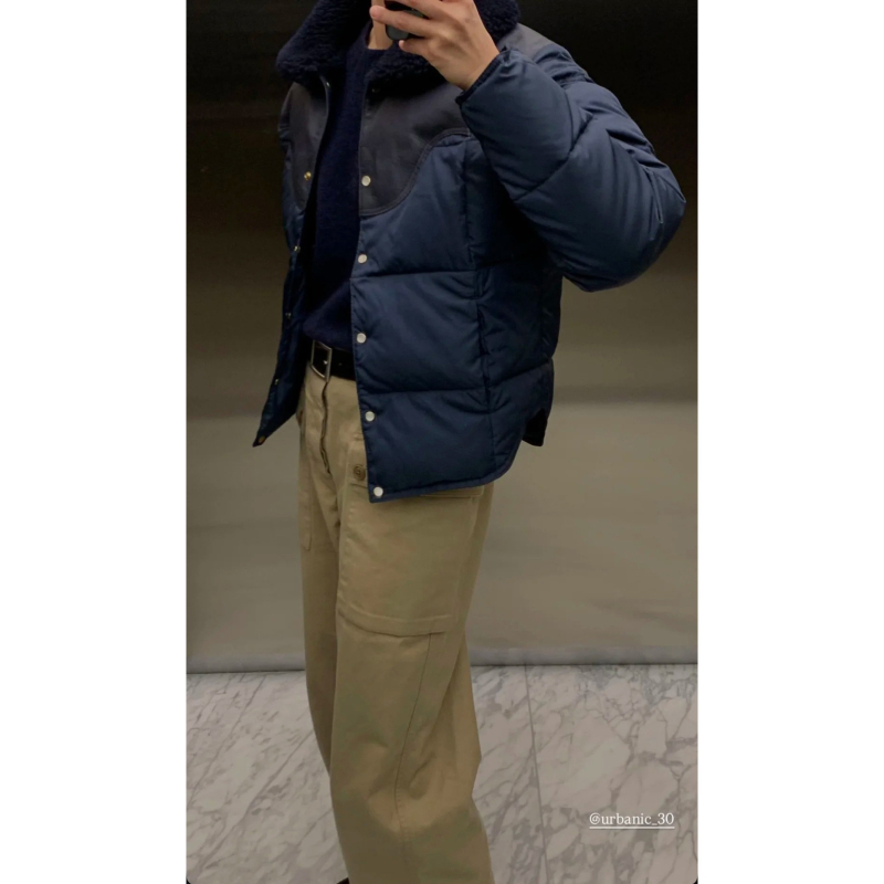 Casual patchwork kratka jakna s perjem, zima 2025, za žene, korejski dizajner