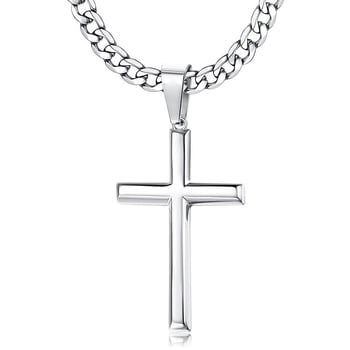 Krizna ogrlica s kubanskom lancem od titan čelika, unisex, hip-hop stil, minimalistički klasični nakit