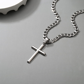 Krizna ogrlica s kubanskom lancem od titan čelika, unisex, hip-hop stil, minimalistički klasični nakit