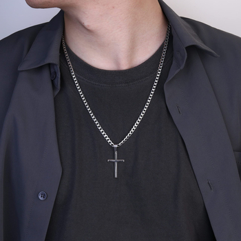 Krizna ogrlica s kubanskom lancem od titan čelika, unisex, hip-hop stil, minimalistički klasični nakit
