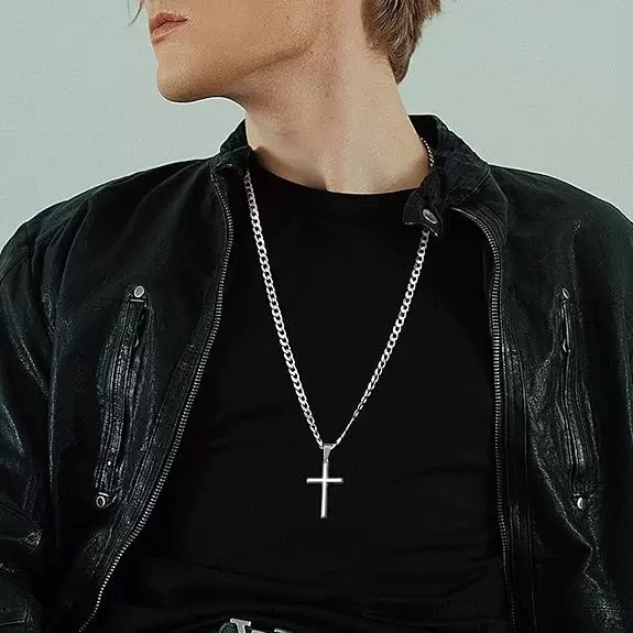 Krizna ogrlica s kubanskom lancem od titan čelika, unisex, hip-hop stil, minimalistički klasični nakit