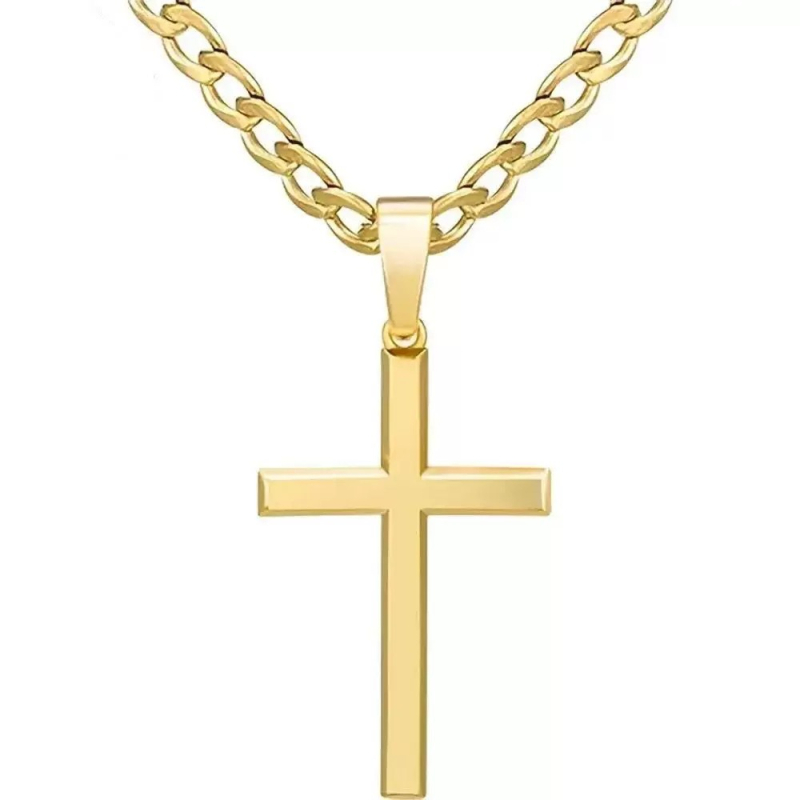 Krizna ogrlica s kubanskom lancem od titan čelika, unisex, hip-hop stil, minimalistički klasični nakit