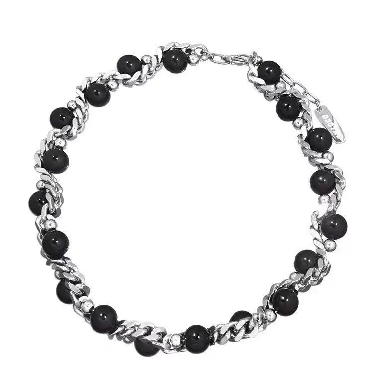 Vintage ogrlica za ključnu kost s perlama, titan čelik, unisex choker