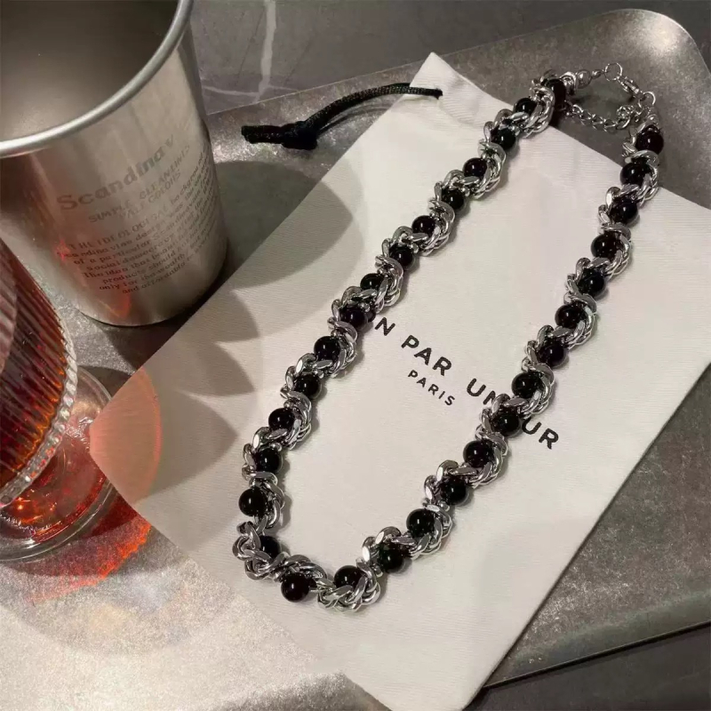 Vintage ogrlica za ključnu kost s perlama, titan čelik, unisex choker