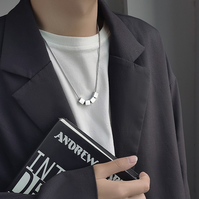 Muški ogrlica od nehrđajućeg čelika, moderan hip-hop stil, minimalistički dizajn, privjesak od titan čelika, lanac za ključnu kost