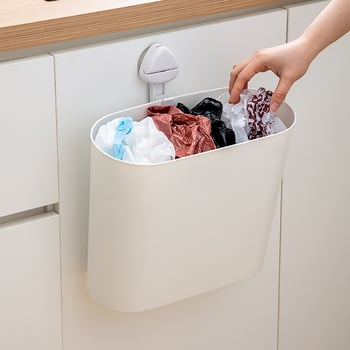 Zidni koš za smeće s ventuzom, 8 L, plastični, bez poklopca, za vrata ormarića