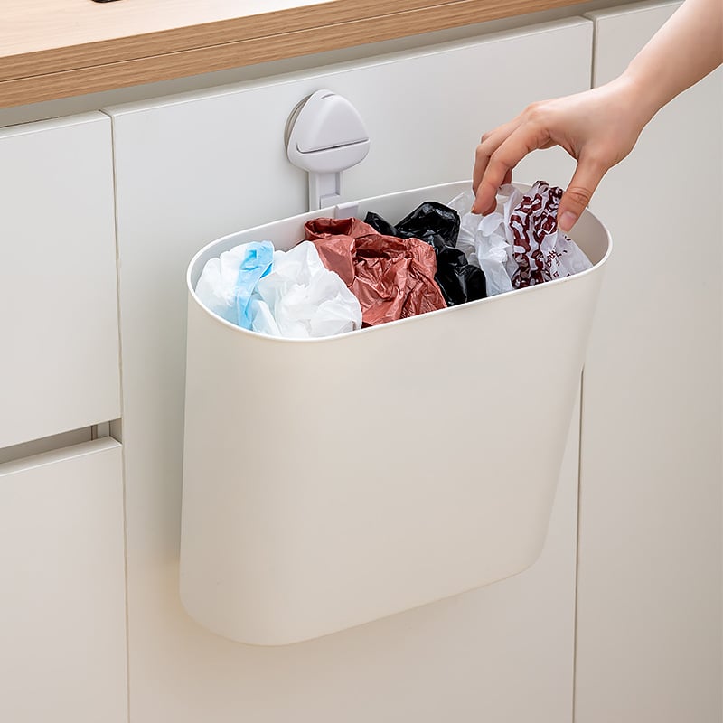 Zidni koš za smeće s ventuzom, 8 L, plastični, bez poklopca, za vrata ormarića