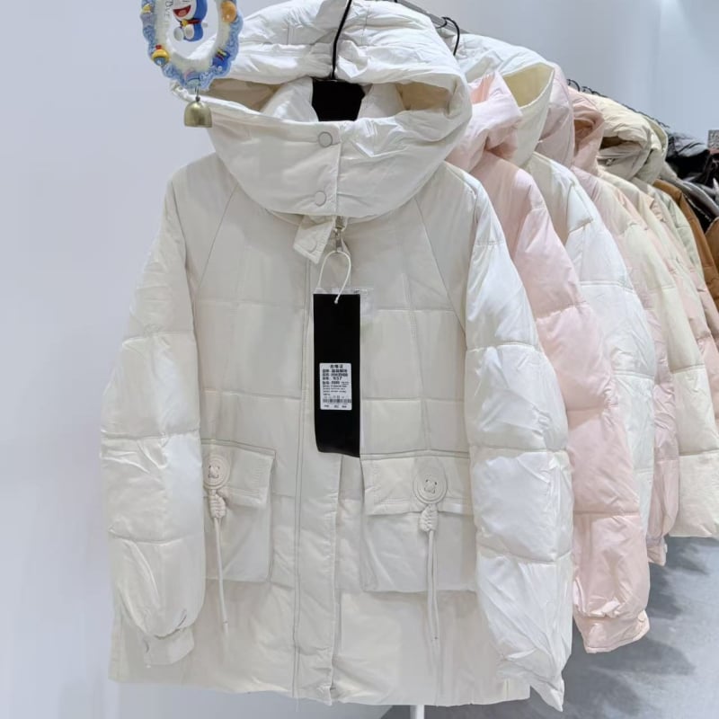 Ženský puffer kabát v korejskom štýle, stredne dlhý až dlhý, nad kolená, hrubý a teplý