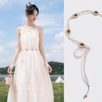Boho pleteni pojas za struk s cvjetnim uzorkom i motivom suncokreta