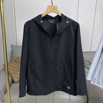 Könnyű kültéri softshell kabát férfiaknak, szél- és vízálló, kapucnival, minimalist stílusban