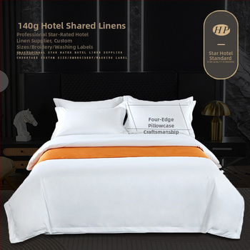 Bijeli četverodjelni hotelski set za hotele i gostionice, imitacija pamuka, jednobojni dizajn, navlaka za pokrivač, plahta i navlaka za jastuke