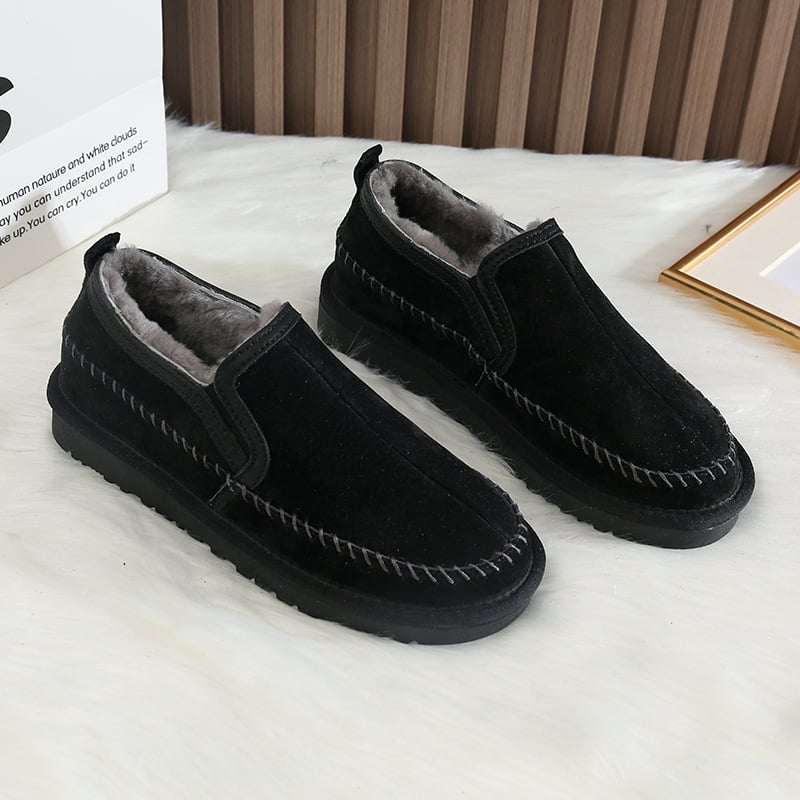 Muške čizme za snijeg od ovčje kože s toplom podstavom, protuklizna potplata, slip-on, kratka visina
