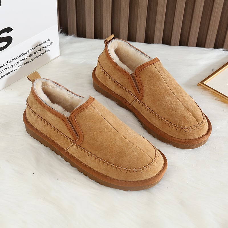 Muške čizme za snijeg od ovčje kože s toplom podstavom, protuklizna potplata, slip-on, kratka visina