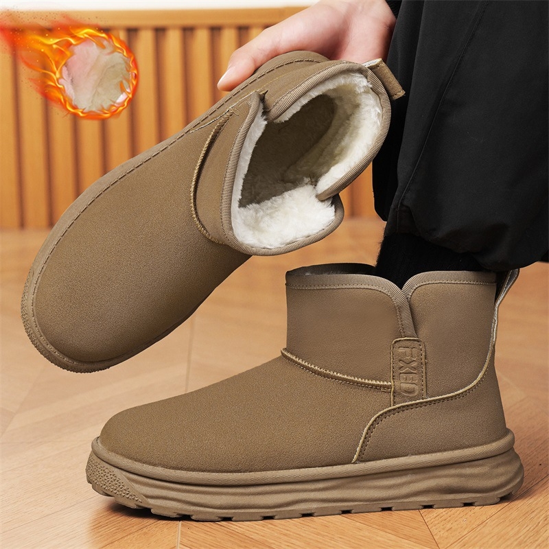 Muške zimske čizme s velurom, debela potplata, visok vrh, slip-on za vanjsku upotrebu