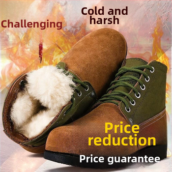 Unisex zimná obuv na sneh s vysokým vrškom, kožený zvršok, vlnená podšívka, protišmyková gumová podrážka, pracovná obuv