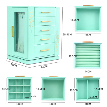 Rotirajuća kutija za nakit Tiffany plave boje, veliki kapacitet, višeslojne ladice, luksuzna kutija za pohranu nakita s elegantnim uzorkom
