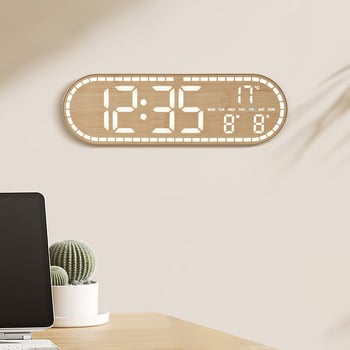 GH8053: Novi stil kućni LED zidni sat s drvenim uzorkom, minimalistički, višefunkcionalan, može stajati ili biti objesen