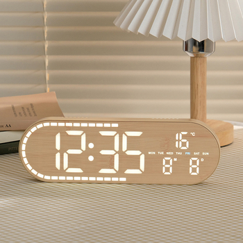 GH8053: Novi stil kućni LED zidni sat s drvenim uzorkom, minimalistički, višefunkcionalan, može stajati ili biti objesen