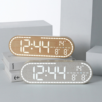 GH8053: Novi stil kućni LED zidni sat s drvenim uzorkom, minimalistički, višefunkcionalan, može stajati ili biti objesen