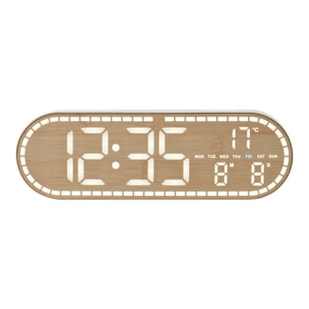 GH8053: Novi stil kućni LED zidni sat s drvenim uzorkom, minimalistički, višefunkcionalan, može stajati ili biti objesen