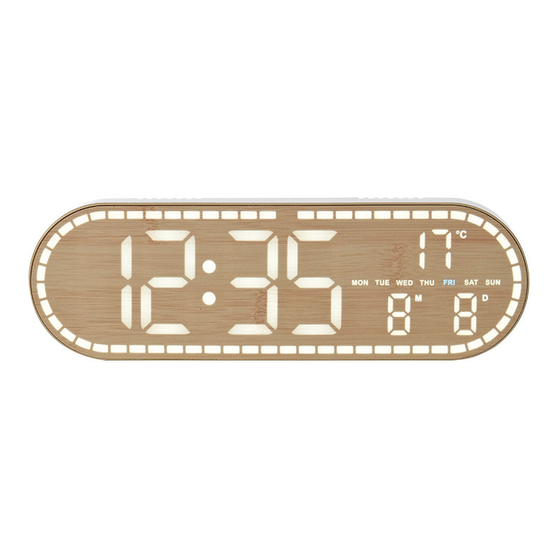 GH8053: Novi stil kućni LED zidni sat s drvenim uzorkom, minimalistički, višefunkcionalan, može stajati ili biti objesen