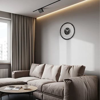 Ceas de perete din acril, design minimalist monocrom, mișcare silențioasă, decor pentru living, stil nordic
