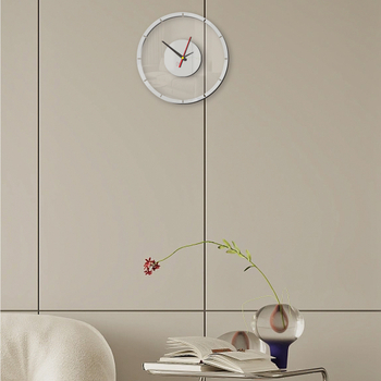 Ceas de perete din acril, design minimalist monocrom, mișcare silențioasă, decor pentru living, stil nordic